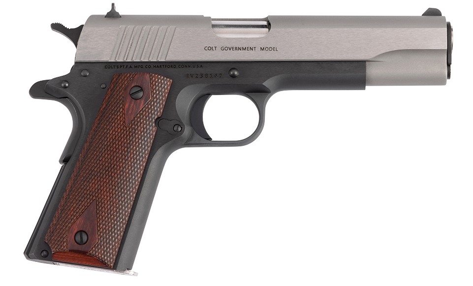 COLT 1911 GOVERNMENT MODEL .45ACP 5IN BARREL 7RD TWO-TONE WITH DIAMOND CHECKERED ROSEWOOD GRIPS O1911C-TT-E - Win Repeating Arms Promotion